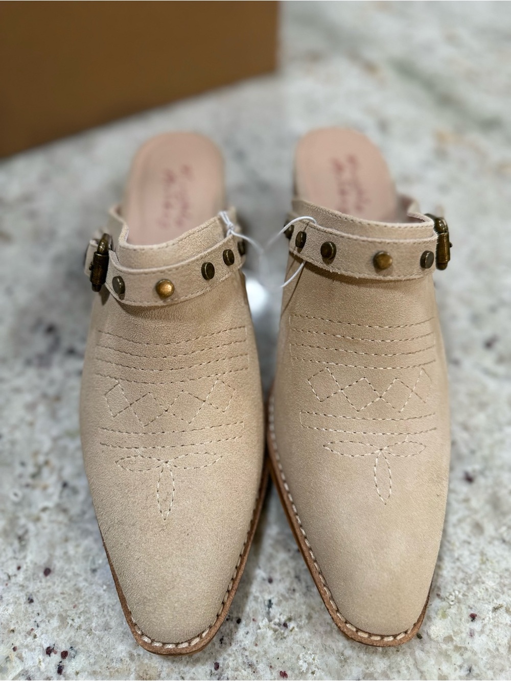 Naughty Monkey "Drancy" Western Mule in Genuine Suede (New)